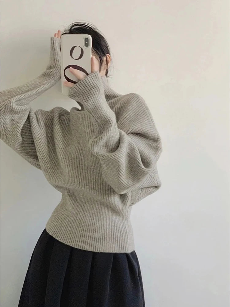 Women Turtleneck Sweater Solid Loose Lazy Wind Korean Vintage Long Sleeve Pullovers Spring Autumn Office Lady Casual Jumpers New