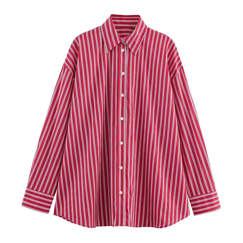 2025 Woman Blouses Stripe Shirts for Women Spring Autumn Long Sleeve Shirt Women Loose Casual Tops Button Up Shirts