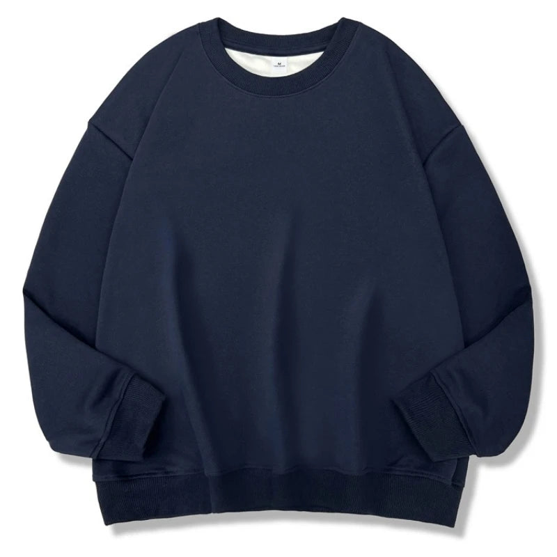 2025 New Women Simple Pullover Female Fashion Harajuku Streetwear Solid Color O-Neck Hoodie Autumn Winter Loose Casual Tops