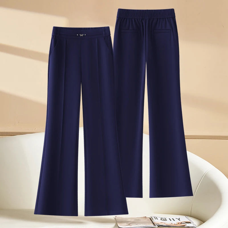 Casual micro flared pants for women's clothing in autumn 2025 new elastic high waisted elastic temperament flared pants S-3XL